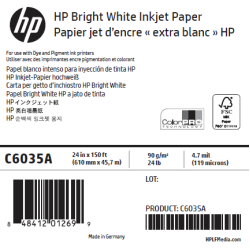 Papier Extra Blanc HP - 0,610 x 45,72 m - 90g