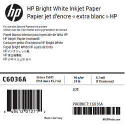 Papier Extra Blanc HP - 0,914 x 45,72 m - 90g