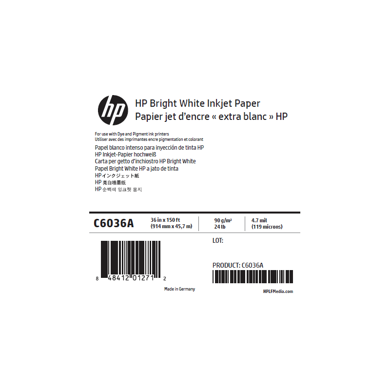 Papier Extra Blanc HP - 0,914 x 45,72 m - 90g