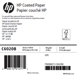 Papier Couché Mat HP - 0,914 x 45,72 m - 90g