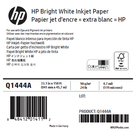 Papier Extra Blanc HP - 0,841 x 45,72 m - 90g Papier Extra Blanc HP - 0,841 x 45,72 m - 90g