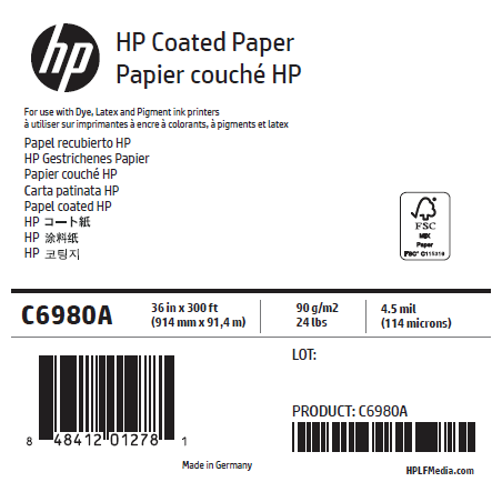 Papier Couché Mat HP - 0,914 x 91,44 m - 90g Papier Couché Mat HP - 0,914 x 91,44 m - 90g