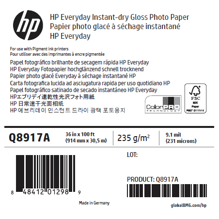 Papier Photo Glacé HP - 0,914 x 30,50 m - 235g Papier Photo Glacé HP - 0,914 x 30,50 m - 235g