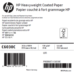 Papier Couché Fort Grammage HP - 0,914 x 30,50 m - 130g