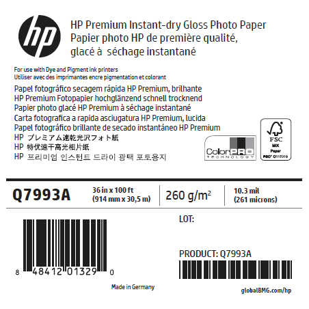 Papier Photo Glacé HP - 0,914 x 30,50 m - 260g Papier Photo Glacé HP - 0,914 x 30,50 m - 260g