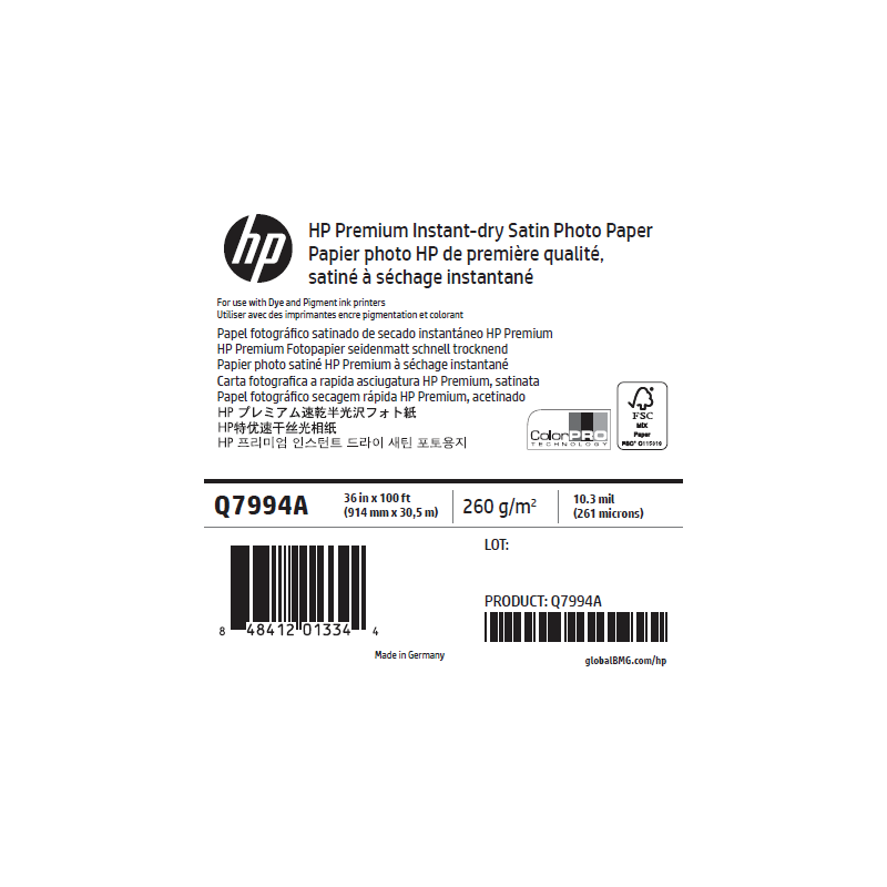 Papier Photo Satin HP - 0,914 x 30,50 m - 260g