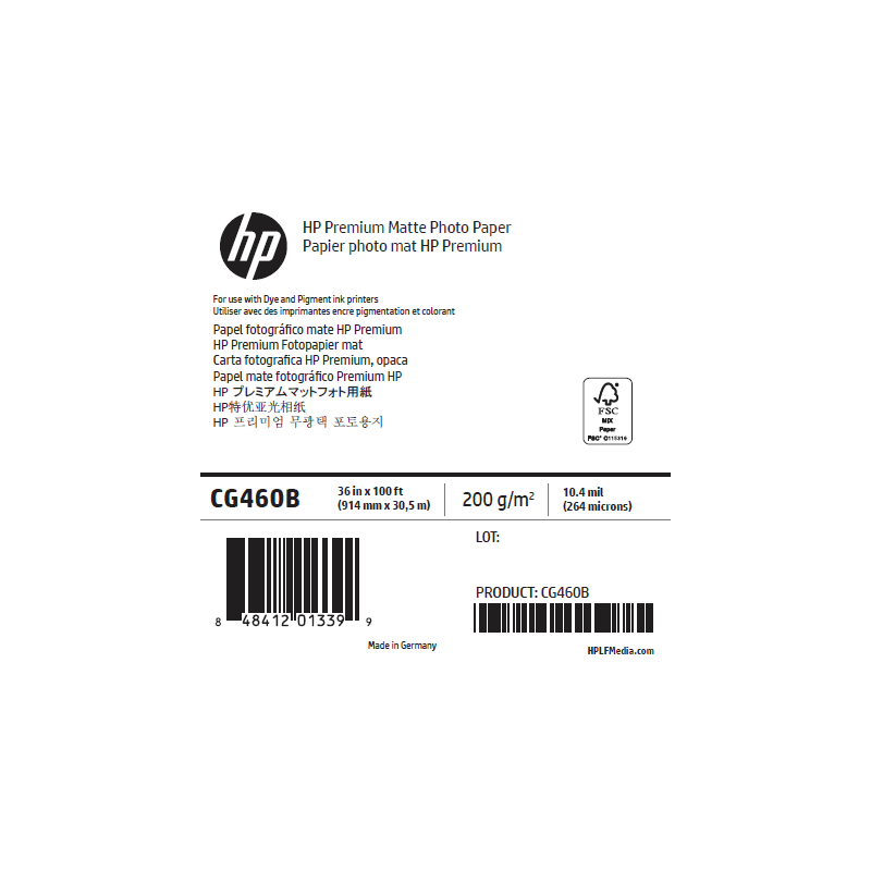Papier Photo Mat HP - 0,914 x 30,50 m - 210g