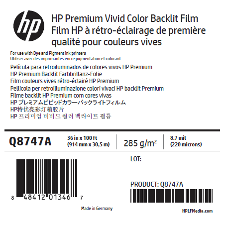 Film Rétro-Eclairé HP - 0,914 x 30,50 m - 285g Film Rétro-Eclairé HP - 0,914 x 30,50 m - 285g