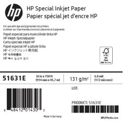 Papier Spécial Jet d'Encre HP - 0,914 x 45,72 m - 90g