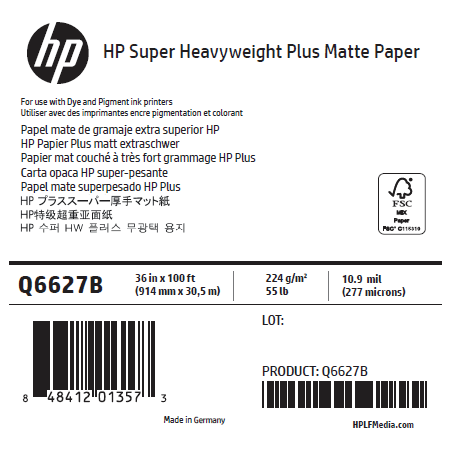 Papier Mat Fort Grammage HP - 0,914 x 30,50 m - 210g Papier Mat Fort Grammage HP - 0,914 x 30,50 m - 210g