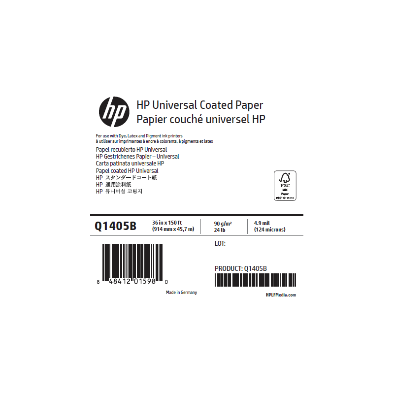Papier Couché Universel HP - 0,914 x 45,72 m - 90g