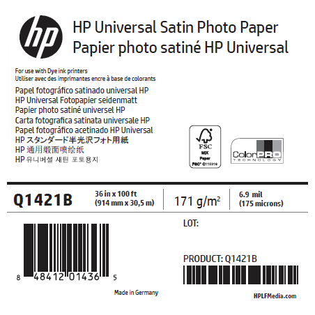 Papier Photo Satin HP - 0,914 x 30,50 m - 200g Papier Photo Satin HP - 0,914 x 30,50 m - 200g