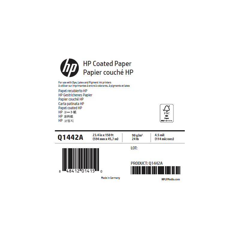 Papier Couché Mat HP - 0,594 x 45,72 m - 90g