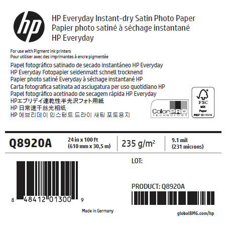 Papier Photo Satin HP - 0,610 x 30,50 m - 235g Papier Photo Satin HP - 0,610 x 30,50 m - 235g