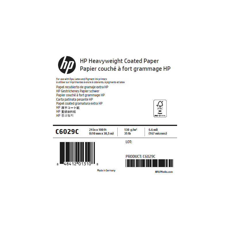Papier Couché Fort Grammage HP - 0,610 x 30,50 m - 130g
