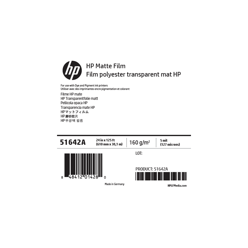 Film Mat HP - 0,610 x 38,10 m - 160g