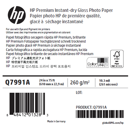 Papier Photo Glacé HP - 0,610 x 22,90 m -260g Papier Photo Glacé HP - 0,610 x 22,90 m -260g