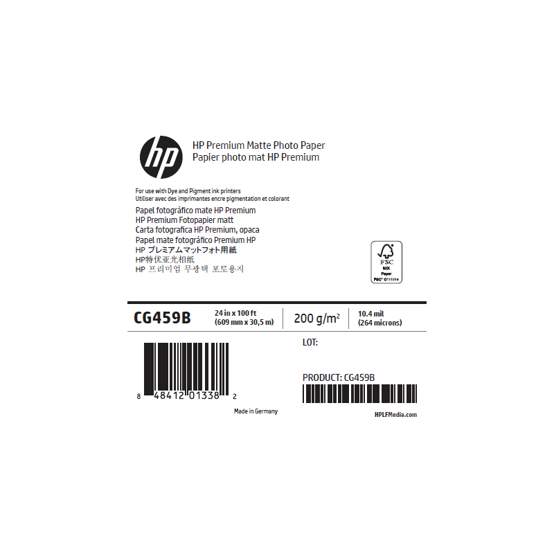 Papier Photo Mat HP - 0,610 x 30,50 m - 210g