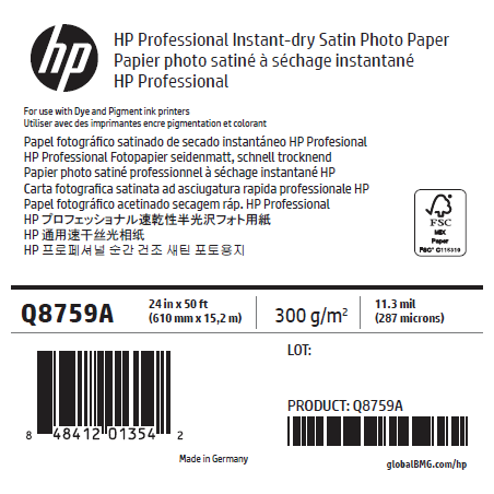 Papier Photo Satin HP - 0,610 x 15,20 m - 300g Papier Photo Satin HP - 0,610 x 15,20 m - 300g