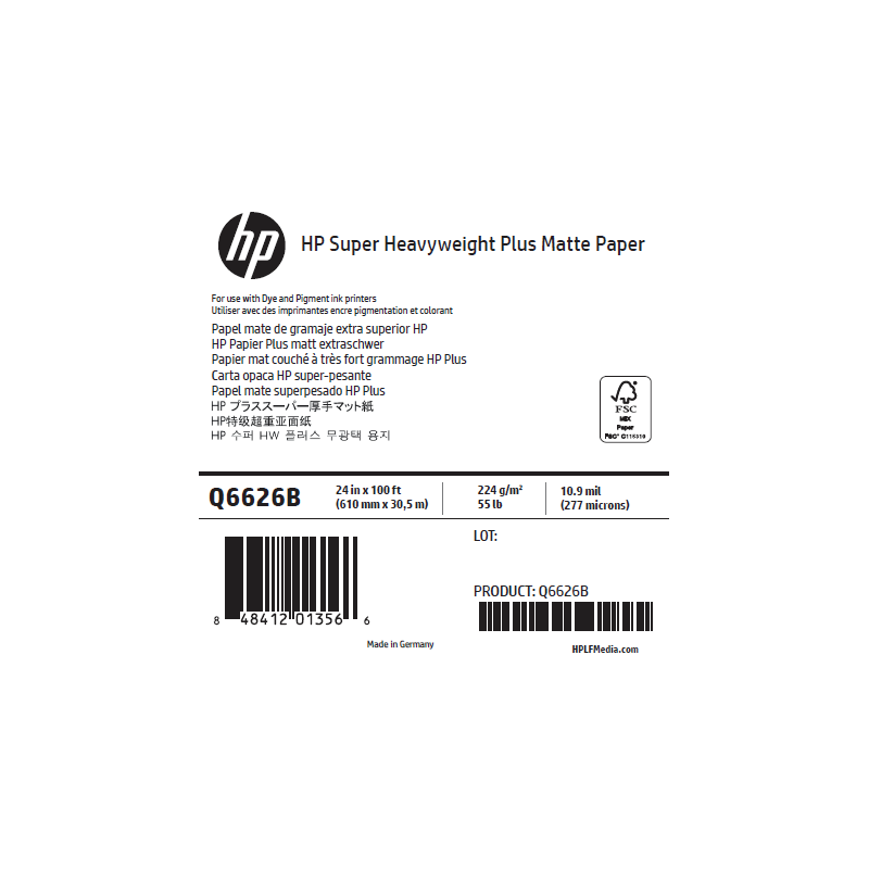 Papier Mat Fort Grammage HP - 0,610 x 30,50 m - 210g