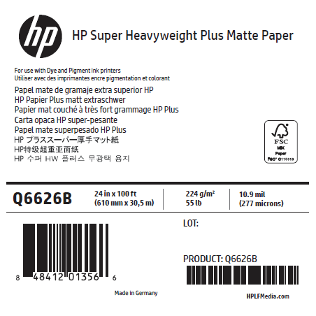 Papier Mat Fort Grammage HP - 0,610 x 30,50 m - 210g Papier Mat Fort Grammage HP - 0,610 x 30,50 m - 210g