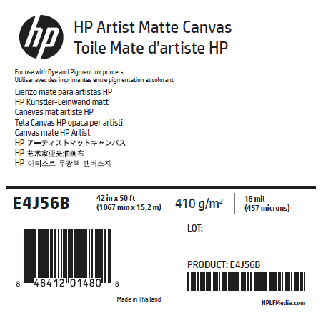 Canvas Mat Artistique HP - 1,067 x 15,20 m - 390g Canvas Mat Artistique HP - 1,067 x 15,20 m - 390g