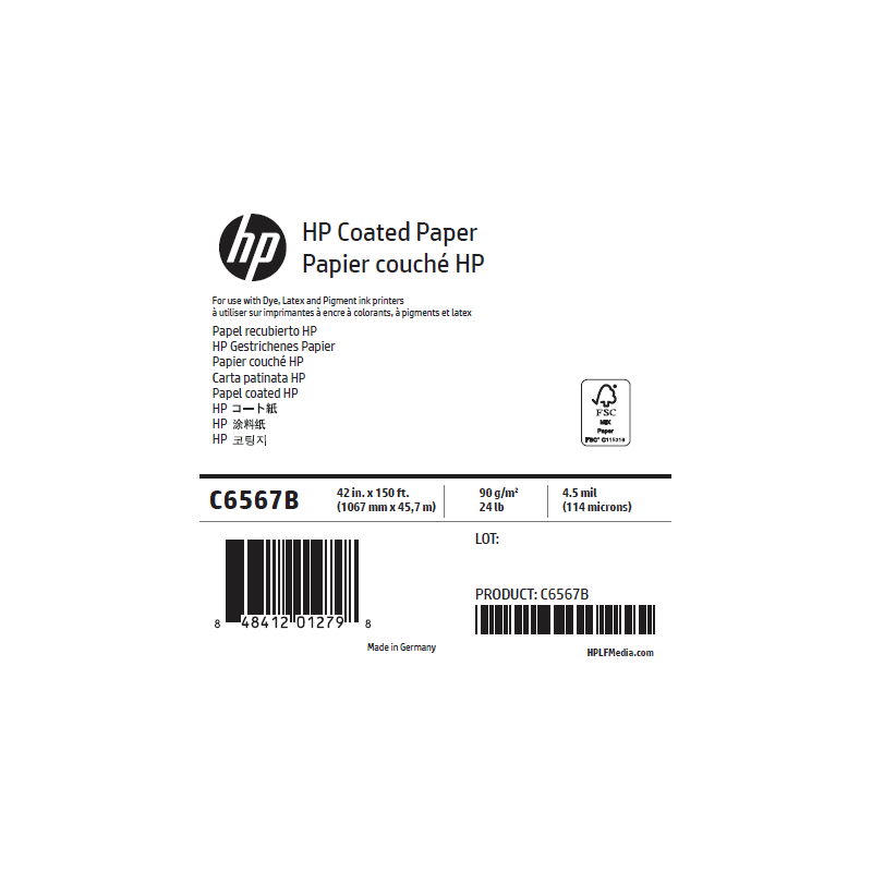 Papier Couché Mat HP - 1,067 x 45,72 m - 90g