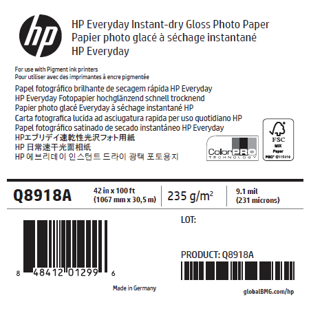 Papier Photo Glacé HP - 1,067 x 30,50 m - 235g Papier Photo Glacé HP - 1,067 x 30,50 m - 235g