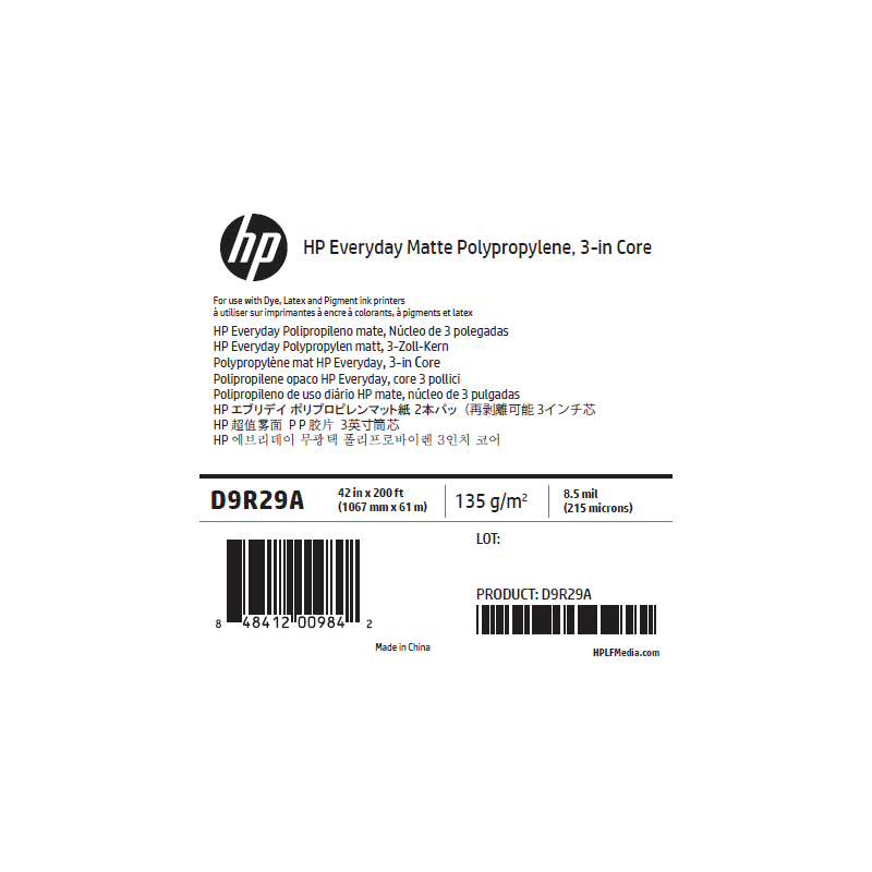 Polypropylène Mat HP - 1,067 x 61 m - 120g