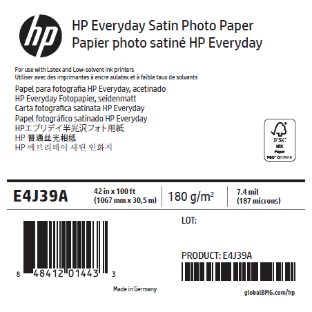 Papier Photo Satin HP - 1,067 x 30,50 m - 180g Papier Photo Satin HP - 1,067 x 30,50 m - 180g