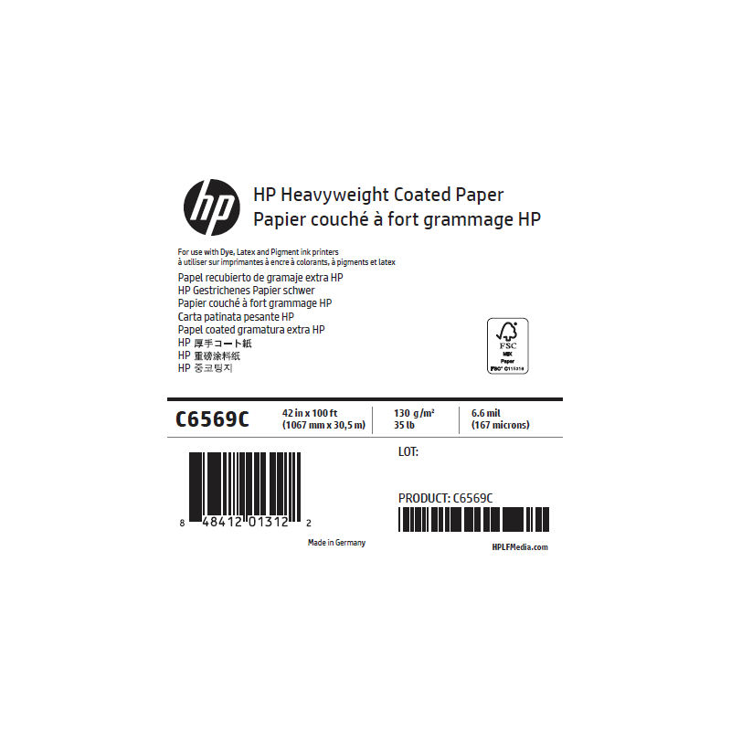 Papier Couché Fort Grammage HP - 1,067 x 30,50 m - 130g