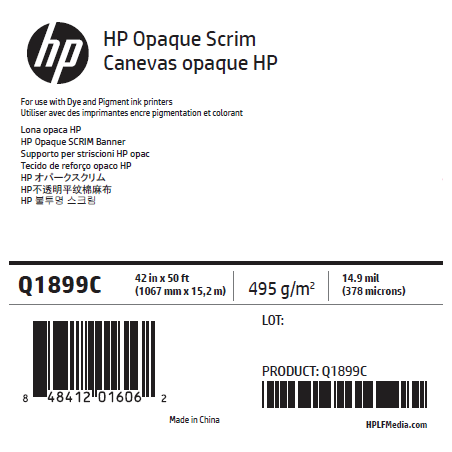 Canvas Opaque Srim HP - 1,067 x 15,20 m - 495g Canvas Opaque Srim HP - 1,067 x 15,20 m - 495g