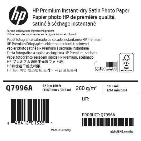 Papier Photo Satin HP - 1,067 x 30,50 m - 260g Papier Photo Satin HP - 1,067 x 30,50 m - 260g