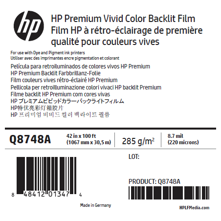 Film Rétro-Eclairé HP - 1,067 x 30,50 m - 285g Film Rétro-Eclairé HP - 1,067 x 30,50 m - 285g