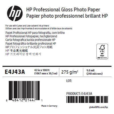 Papier Photo Brillant HP - 1,067 x 30,50 m - 275g Papier Photo Brillant HP - 1,067 x 30,50 m - 275g
