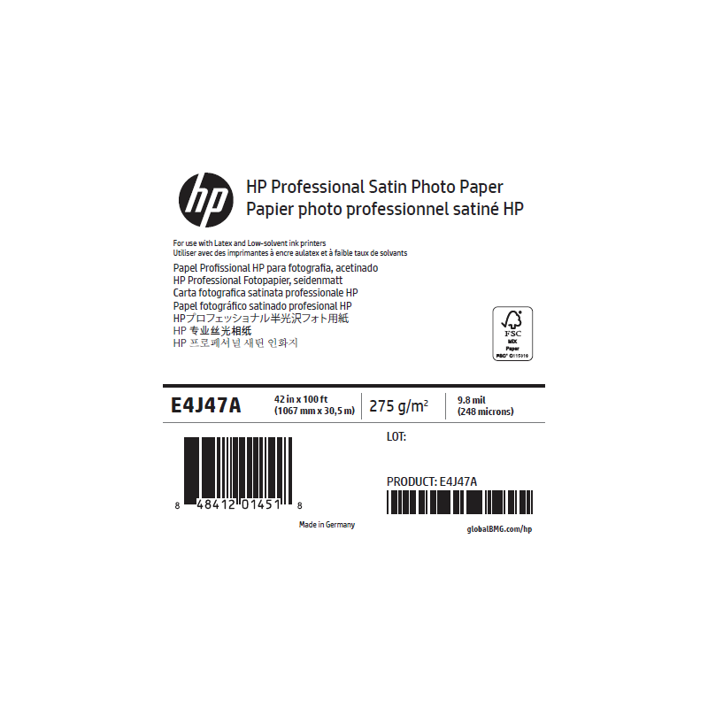 Papier Photo Satin HP - 1,067 x 30,50 m - 275g