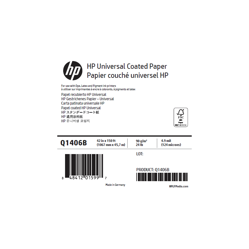 Papier Couché Universel HP - 1,067 x 45,72 m - 90g