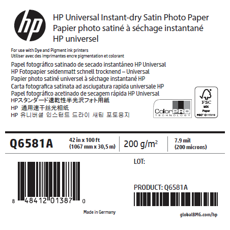 Papier Photo Satin HP - 1,067 x 30,50 m - 200g Papier Photo Satin HP - 1,067 x 30,50 m - 200g