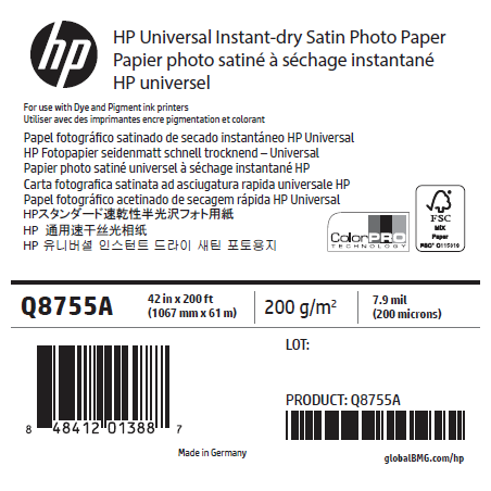 Papier Photo Satin HP - 1,067 x 61 m - 200g Papier Photo Satin HP - 1,067 x 61 m - 200g