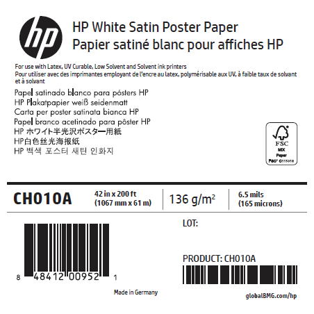 Papier Satin HP - 1,067 x 61 m - 135g Papier Satin HP - 1,067 x 61 m - 135g