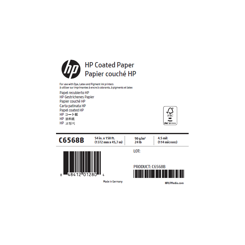 Papier Couché Mat HP - 1,370 x 45,72 m - 90g