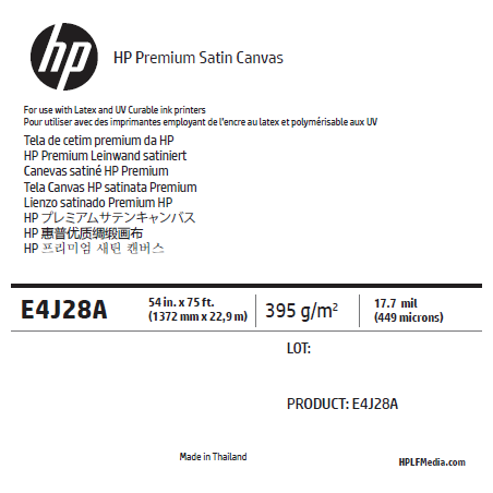 Canvas Satin HP - 1,370 x 22,90 m - 380g Canvas Satin HP - 1,370 x 22,90 m - 380g