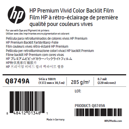 Film Rétro-Eclairé HP - 1,370 x 30,50 m - 280g Film Rétro-Eclairé HP - 1,370 x 30,50 m - 280g