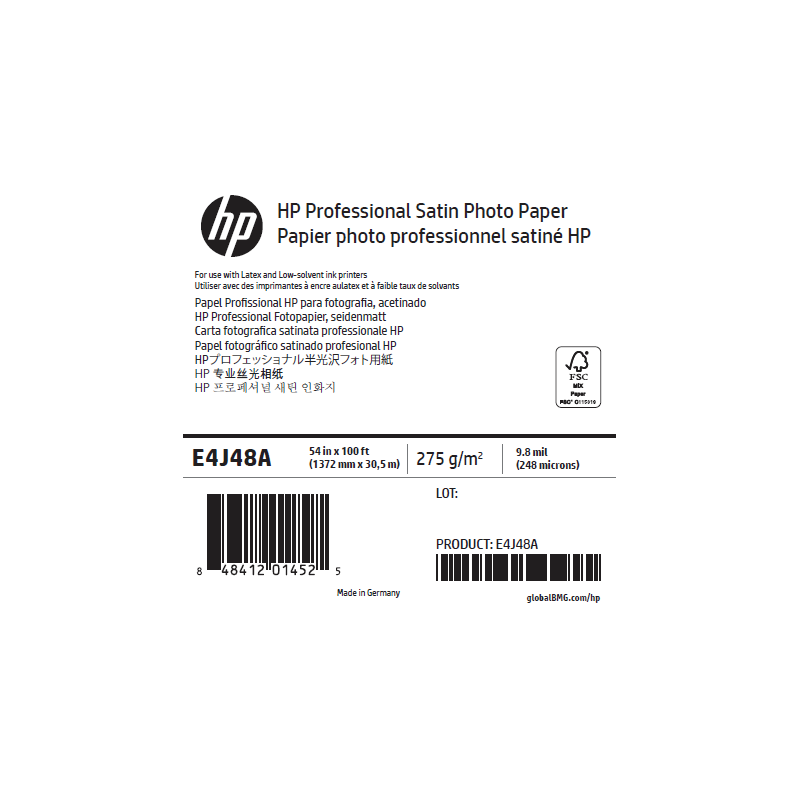 Papier Photo Satin HP - 1,370 x 30,50 m - 275g