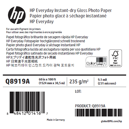 Papier Photo Glacé HP - 1,524 x 30,50 m - 235g Papier Photo Glacé HP - 1,524 x 30,50 m - 235g
