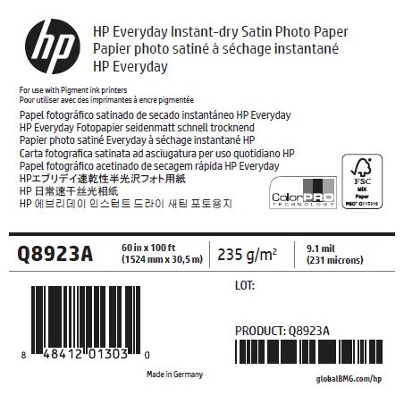 Papier Photo Satin HP - 1,524 x 30,50 m - 235g Papier Photo Satin HP - 1,524 x 30,50 m - 235g