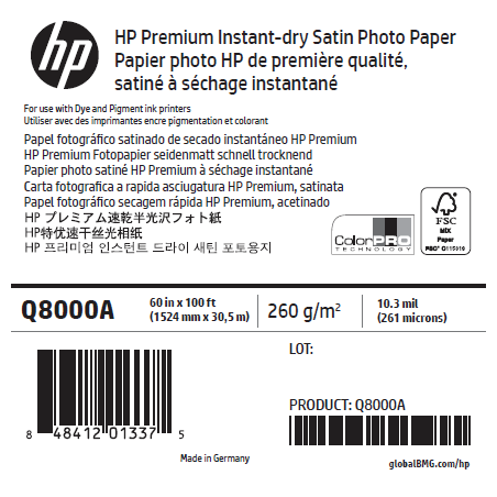 Papier Photo Satin HP - 1,524 x 30,50 m - 260g Papier Photo Satin HP - 1,524 x 30,50 m - 260g