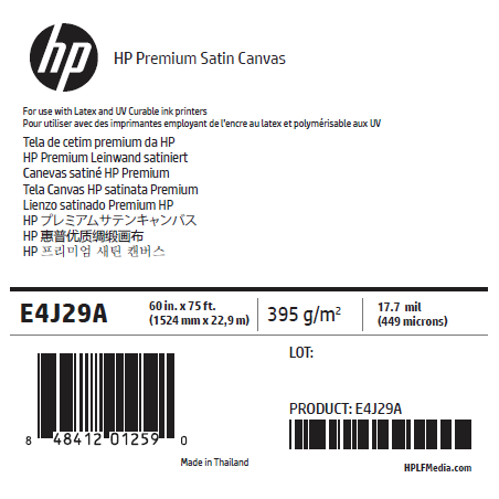 Canvas Satin HP - 1,524 x 22,80 m - 380g Canvas Satin HP - 1,524 x 22,80 m - 380g