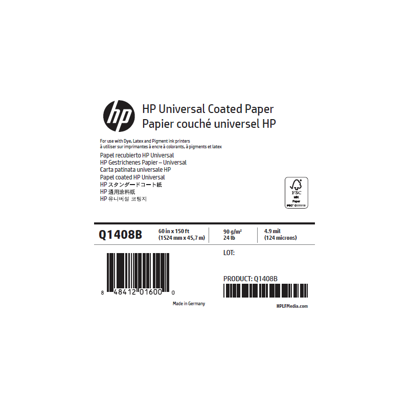 Papier Couché Universel HP - 1,524 x 45,72 m - 90g