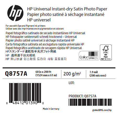Papier Photo Satin HP - 1,524 x 61 m - 200g Papier Photo Satin HP - 1,524 x 61 m - 200g